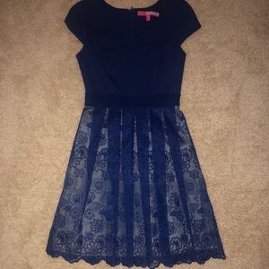 Blue lace bottom dress